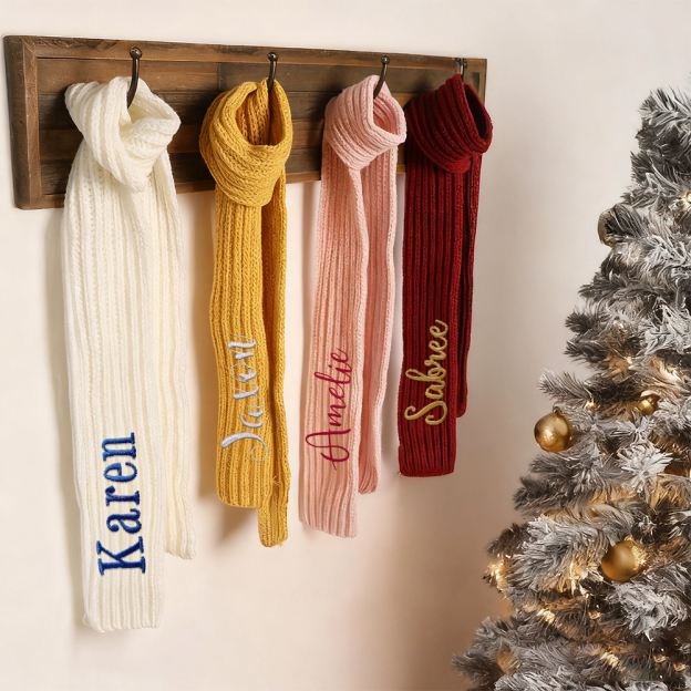 Personalized Embroidery Handmade Knitted Kid Scarf | HSKid68