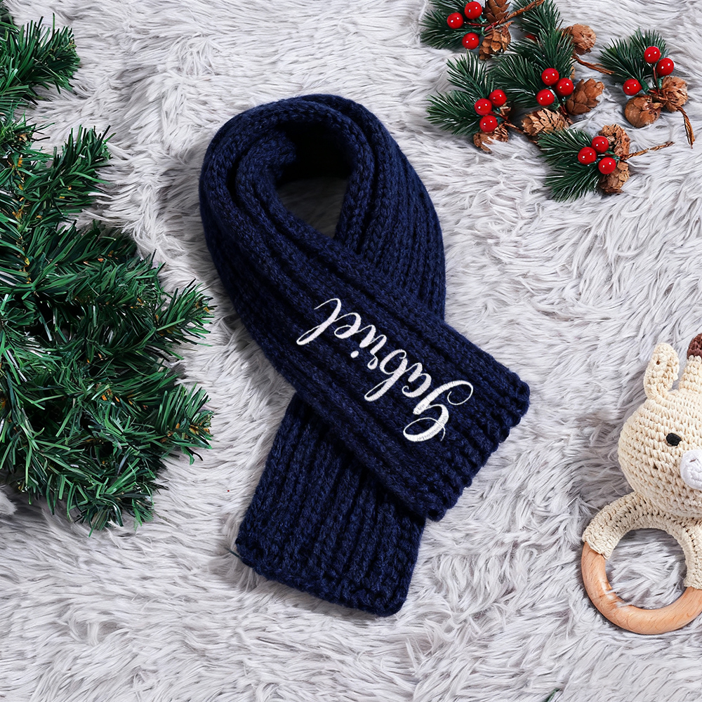 Personalized Embroidery Handmade Knitted Kid Scarf | HSKid68
