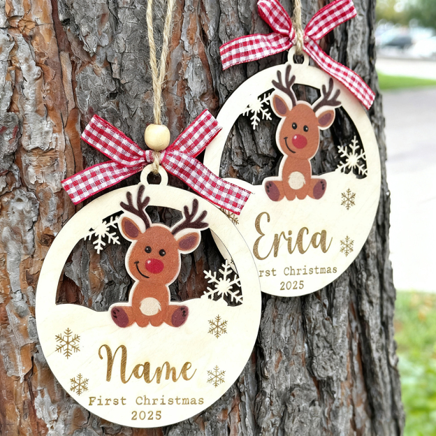 Personalized Wooden Christmas Reindeer Ornaments | MCGift188