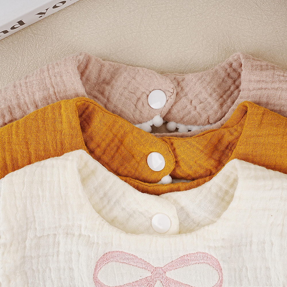 Personalized Embroidered Baby Lovely Bow Muslin Bib | CWBaby21402