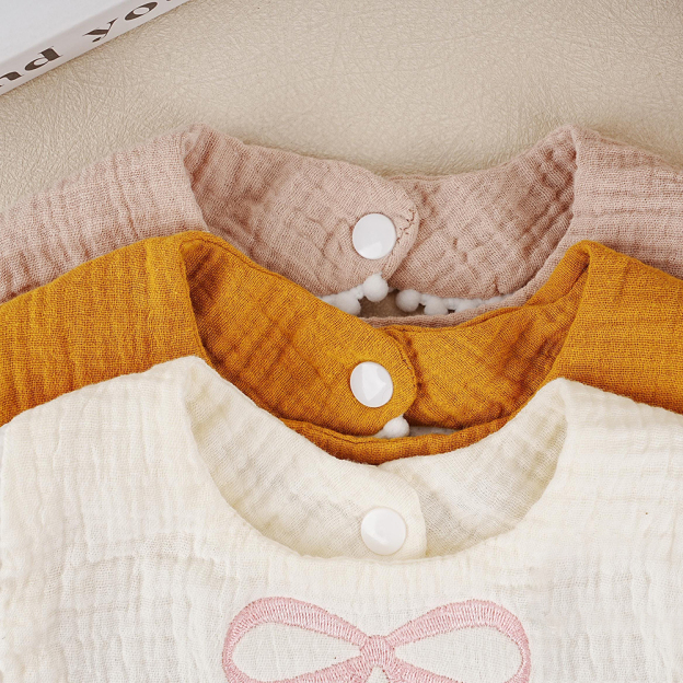 Personalized Embroidered Baby Lovely Bow Muslin Bib | CWBaby21402