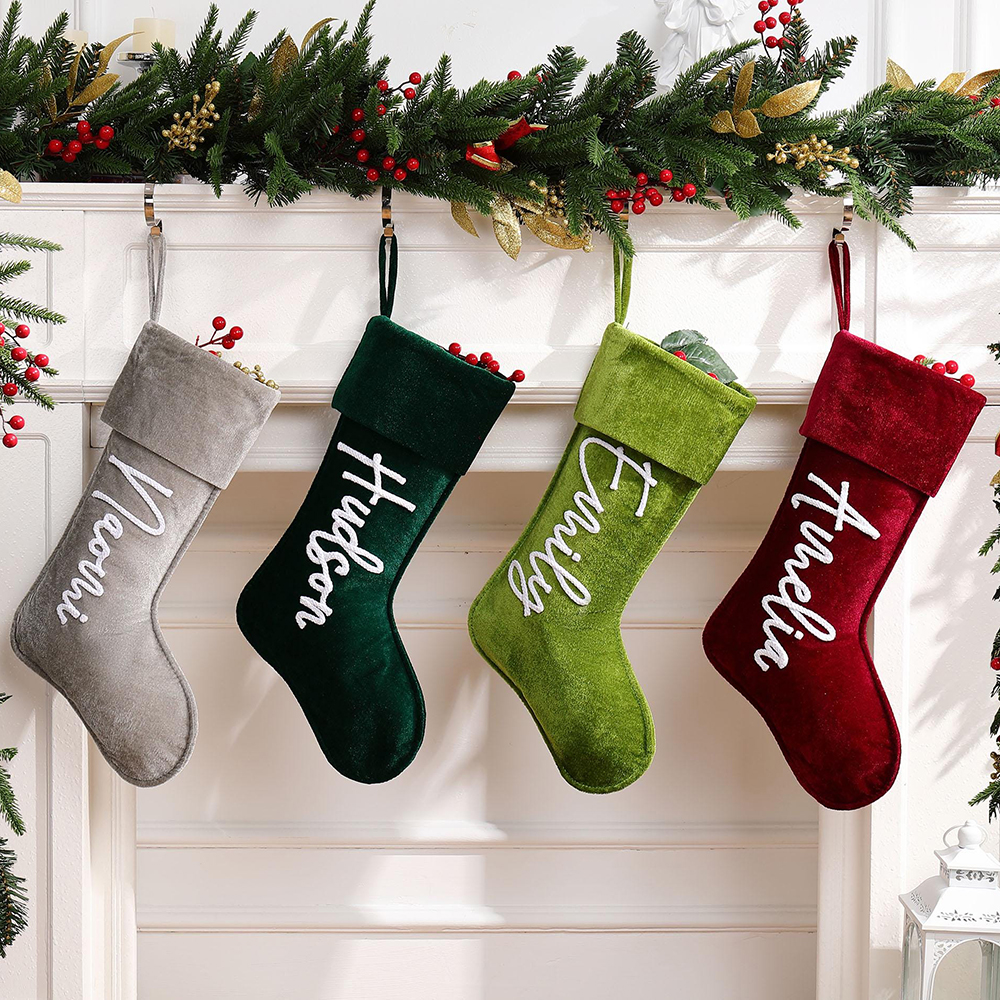 Personalized Hand Embroidery Velvet Christmas Stocking | MCGift192