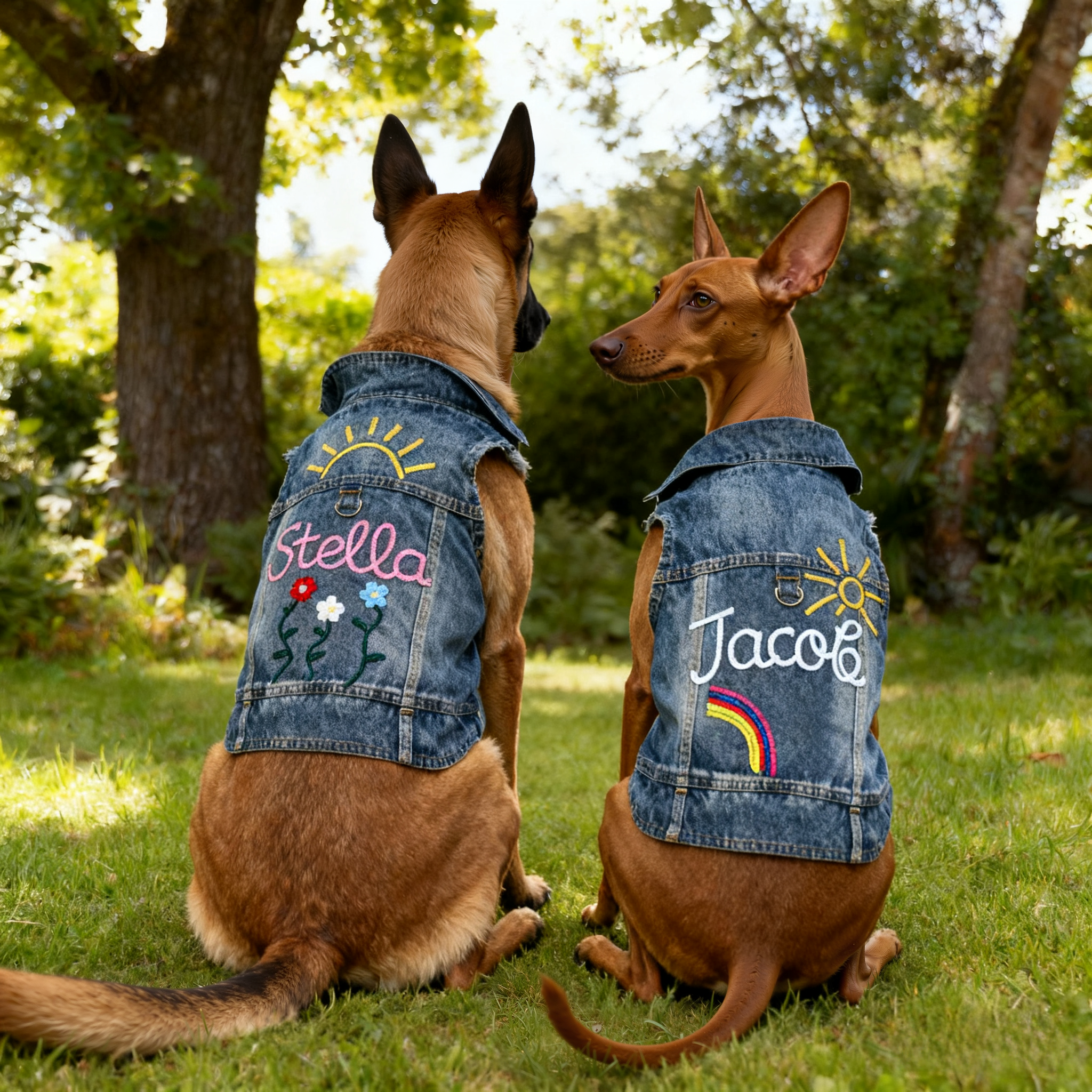 Personalized Hand Embroidery Pets Denim Jacket | BKPet2601