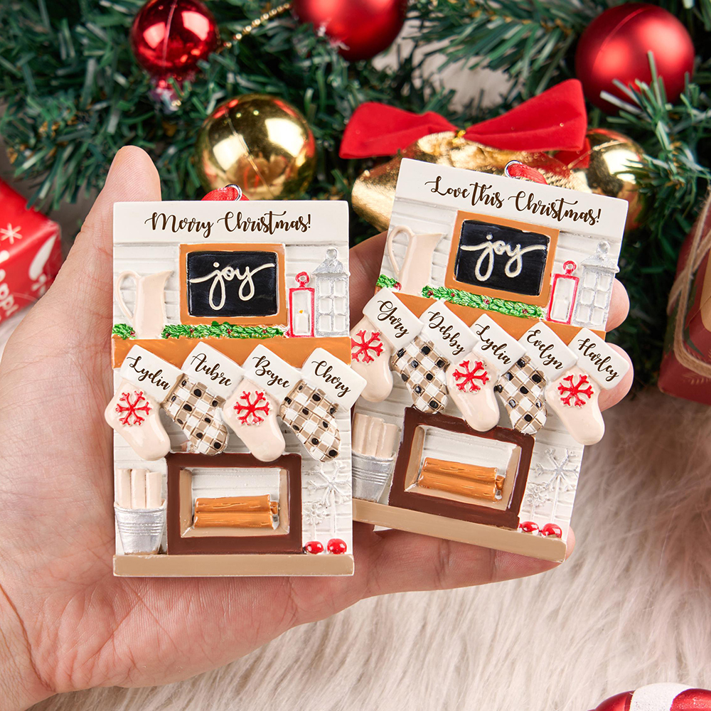 Personalised Fireplace Family Christmas Ornament | MCGift201