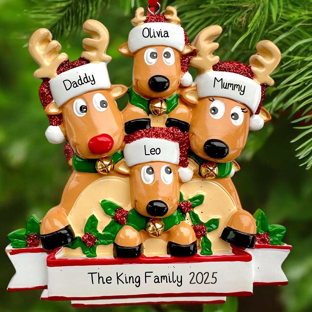 Personalised Elk Family Christmas Ornament | MCGift205