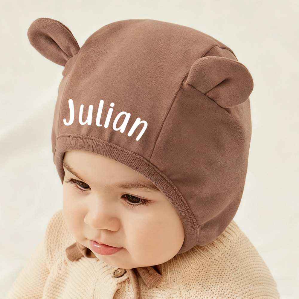 Personalized Lovely Bear Ear Protection Warm Hat | HSKid74