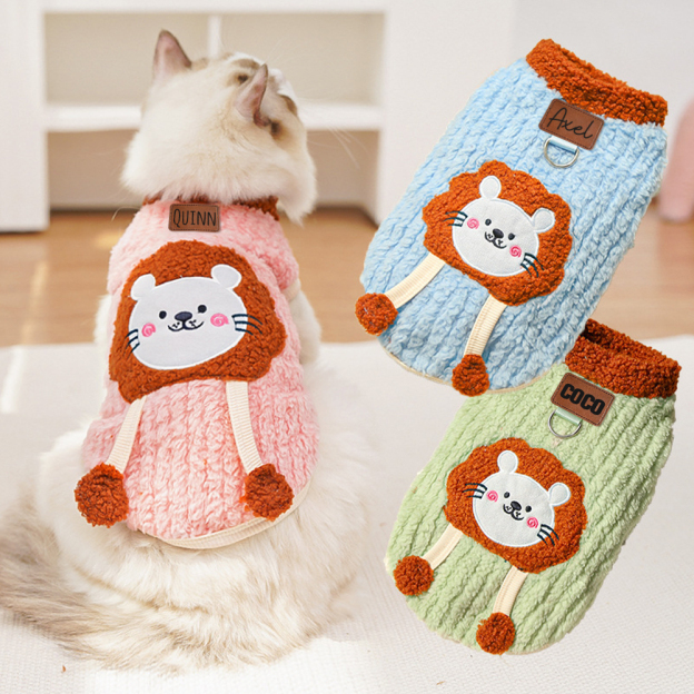 Personalized Pets Leather Patch Lovely Lion Sweater | BKPet252