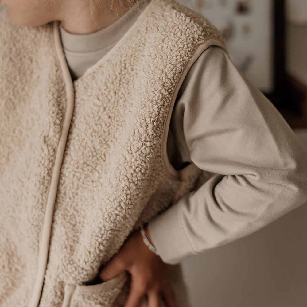 Personalized Colorful Letter Patch Toddler Sherpa Fleece Vest | CWBaby339