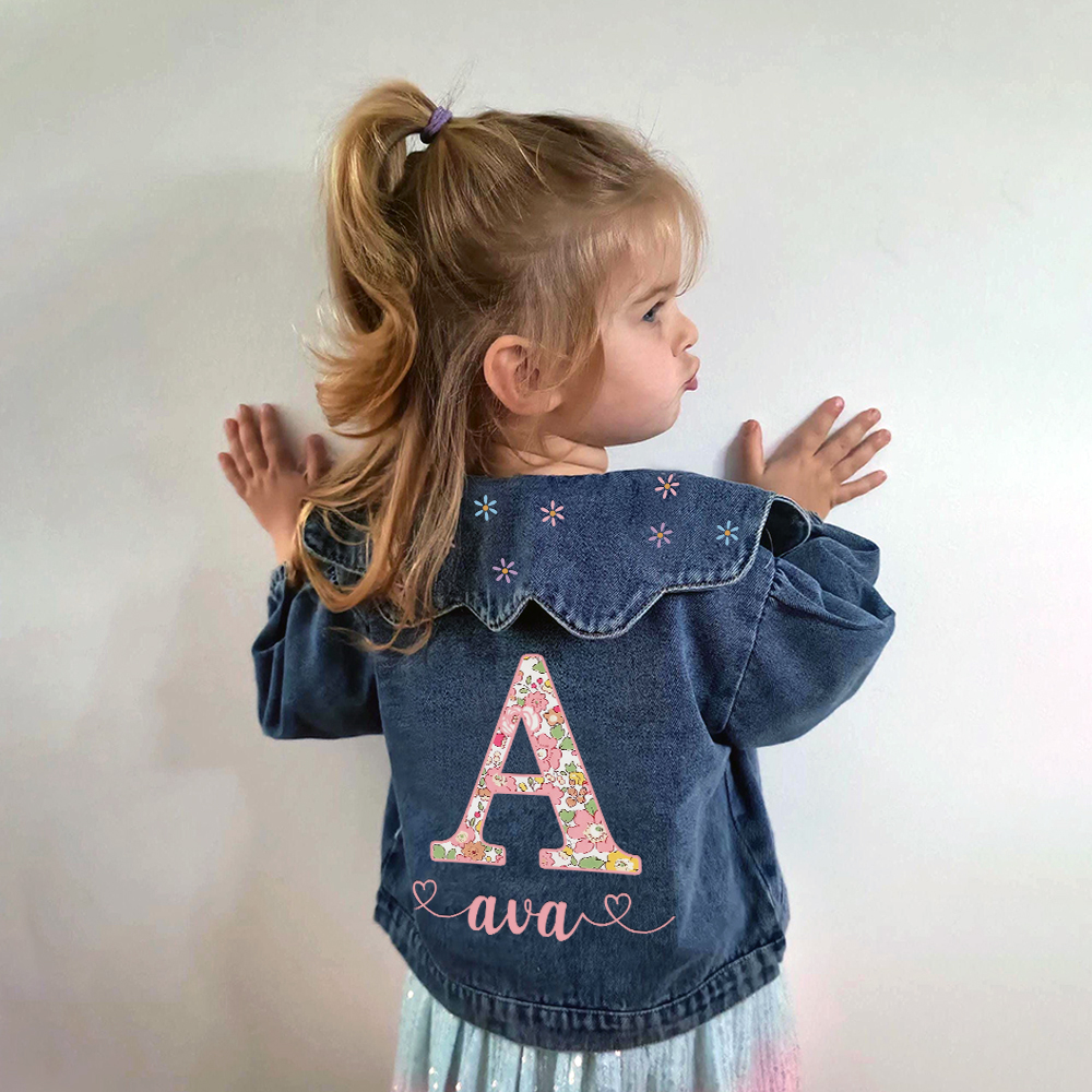 Personalized Monogramed Lovely Bubble Sleeves Denim Jacket | CWBaby341
