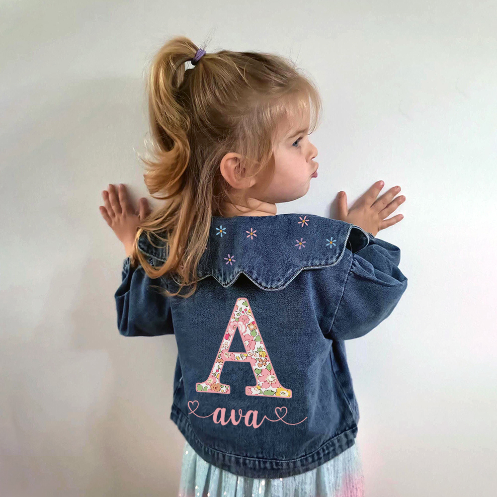 Personalized Monogramed Lovely Bubble Sleeves Denim Jacket | CWBaby341