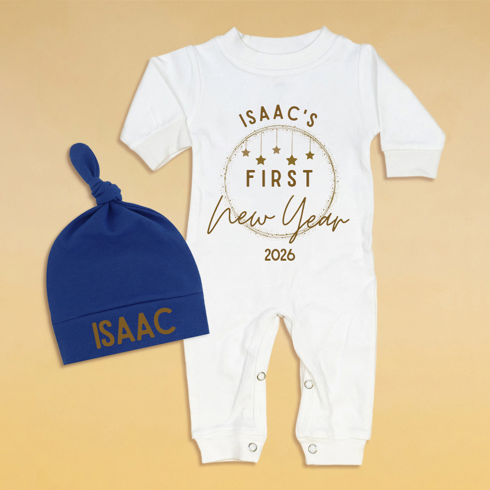 Personalized Baby 1st New Year Romper and Hat Set | CWBaby342
