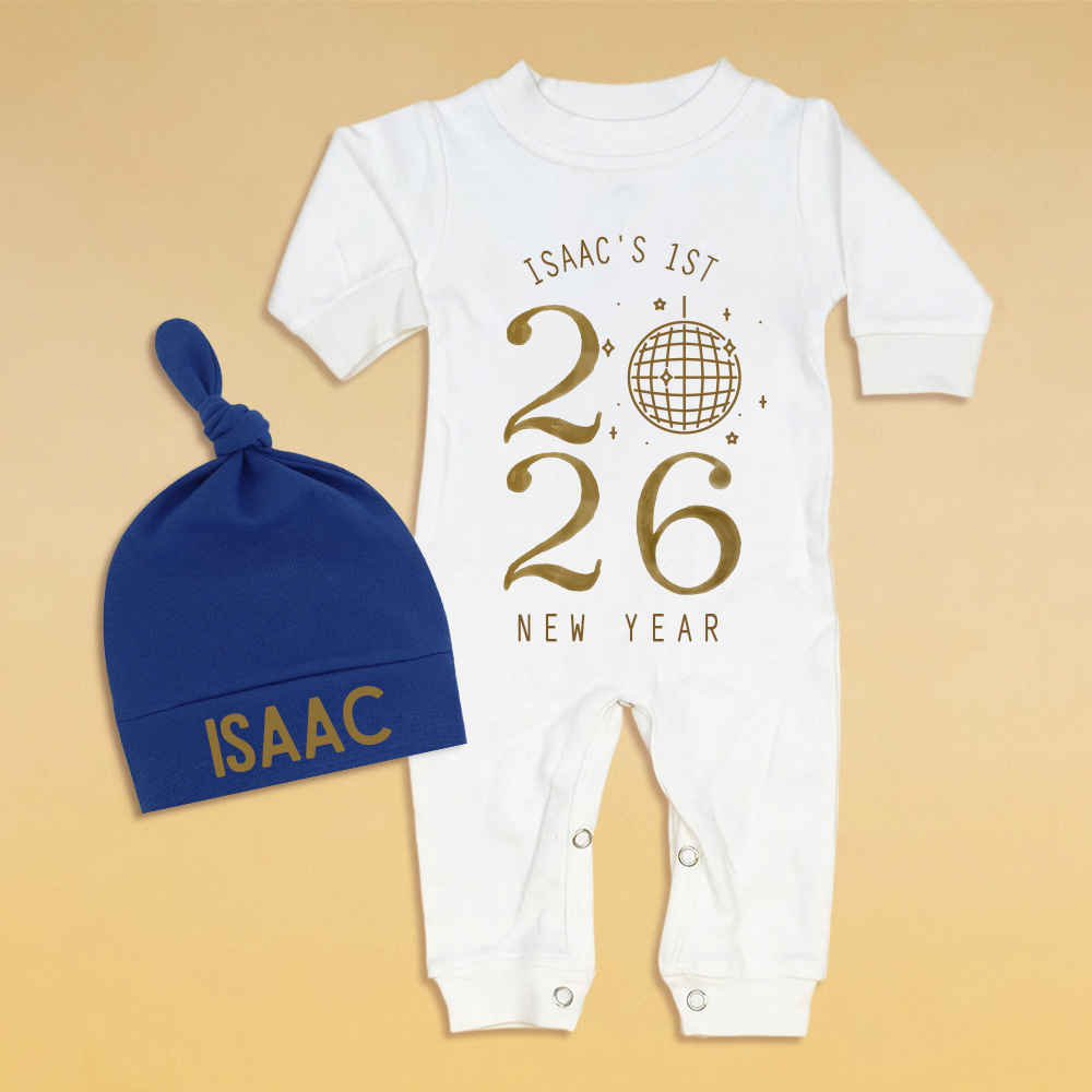 Personalized Baby 1st New Year Romper and Hat Set | CWBaby343