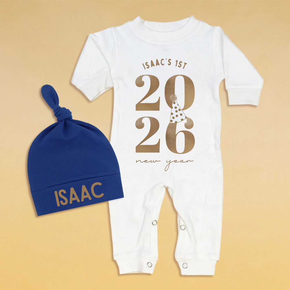 Personalized Baby 1st New Year Romper and Hat Set | CWBaby344
