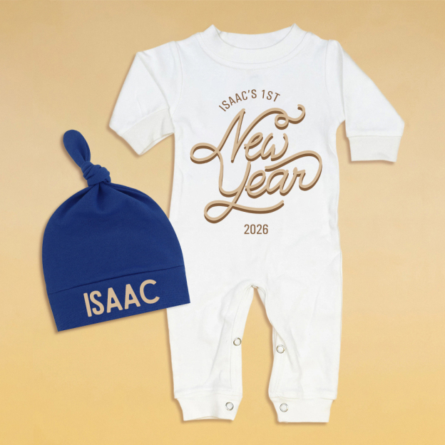 Personalized Baby 1st New Year Romper and Hat Set | CWBaby345