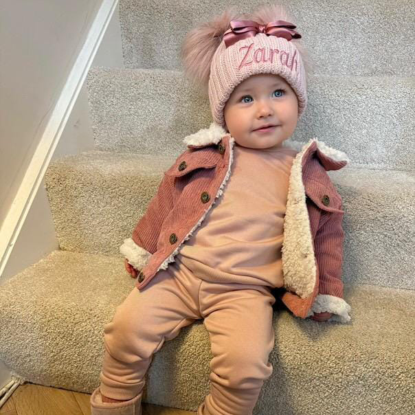 Personalized Chenille Patch Baby Corduroy Sherpa Jacket | CWBaby346