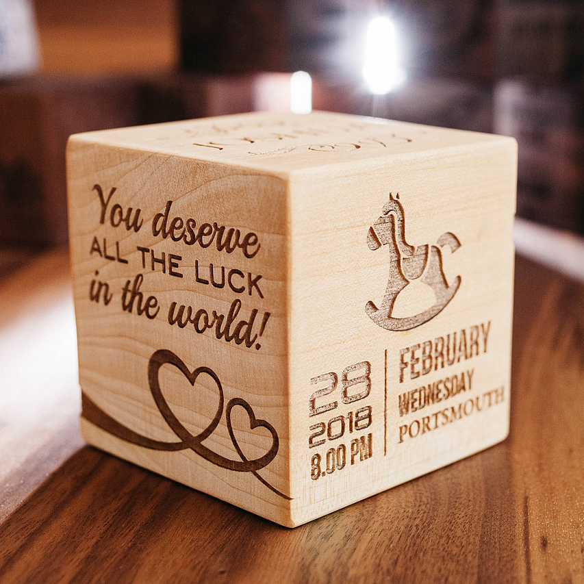 Personalized Baby First Birthday Gift Wooden Block Ornament | CWBaby351