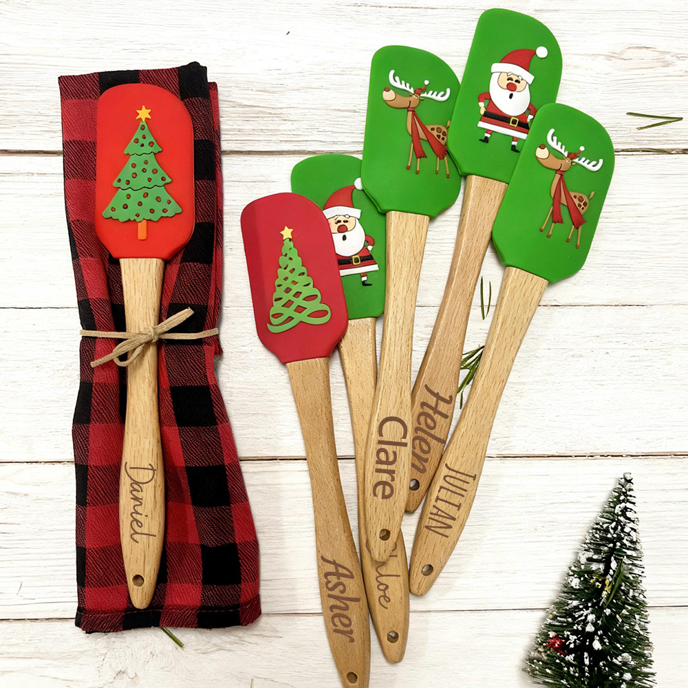 Personalized Christmas Wood Handle Silicone Kitchen Tool | MCGift230