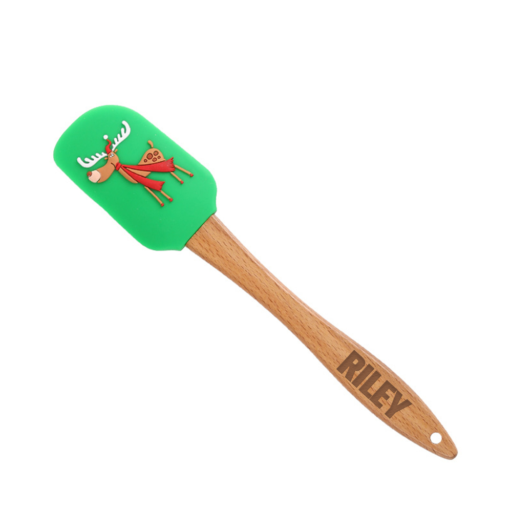 Personalized Christmas Wood Handle Silicone Kitchen Tool | MCGift230