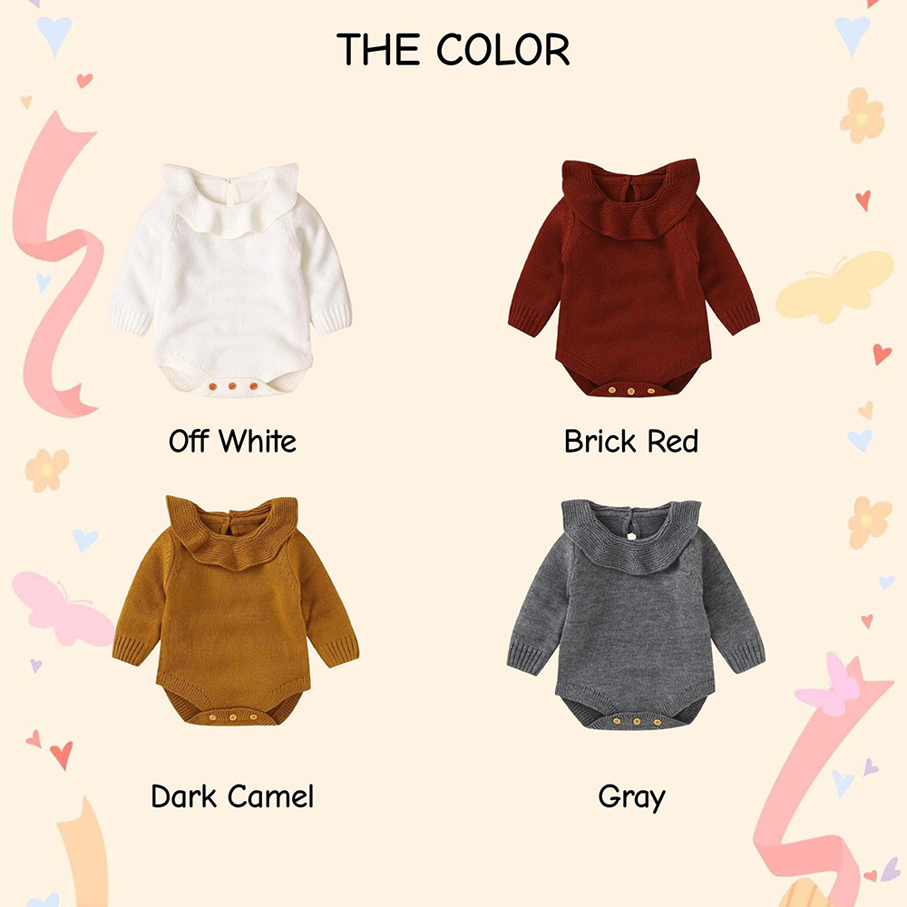 Personalized Hand Embroidered Baby Ruffled Knit Romper | CWBaby366