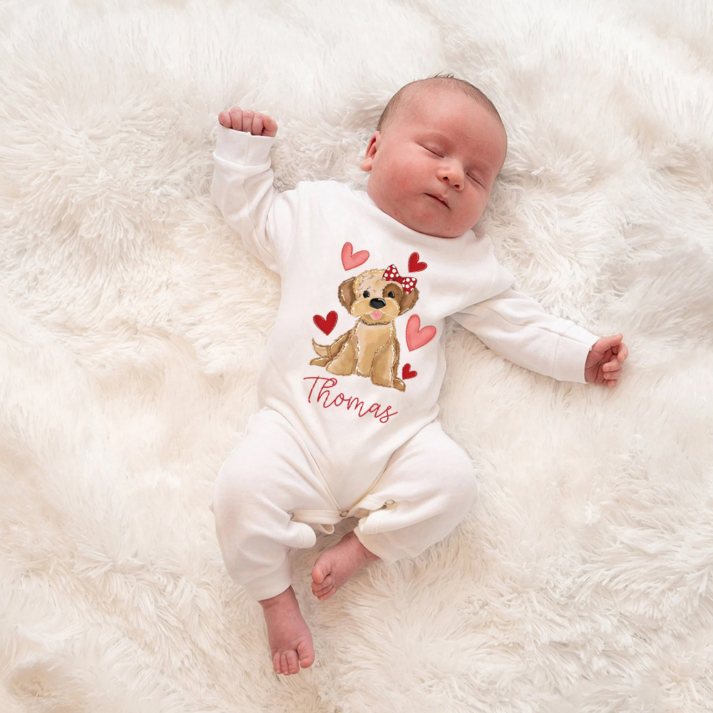Personalized Baby First Valentine Romper and Hat Set | CWBaby374