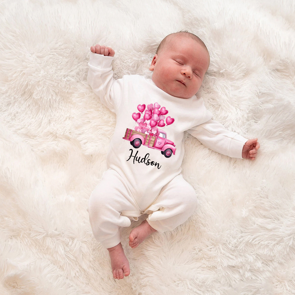Personalized Baby First Valentine Romper and Hat Set | CWBaby376
