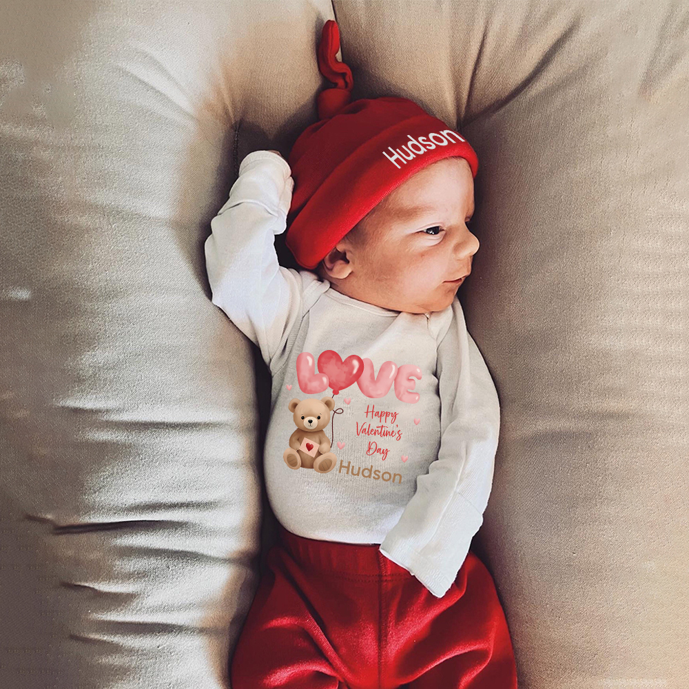 Personalized Baby 1st Valentines Day Outfit Set | CWBaby372