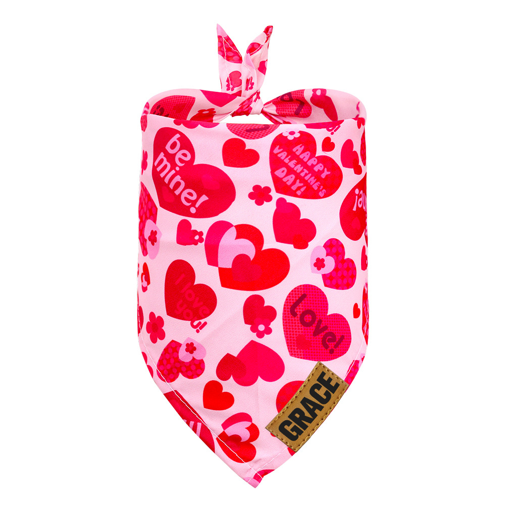 Personalized Leather Patch Valentine's Day Pet Bandana | BKPet289