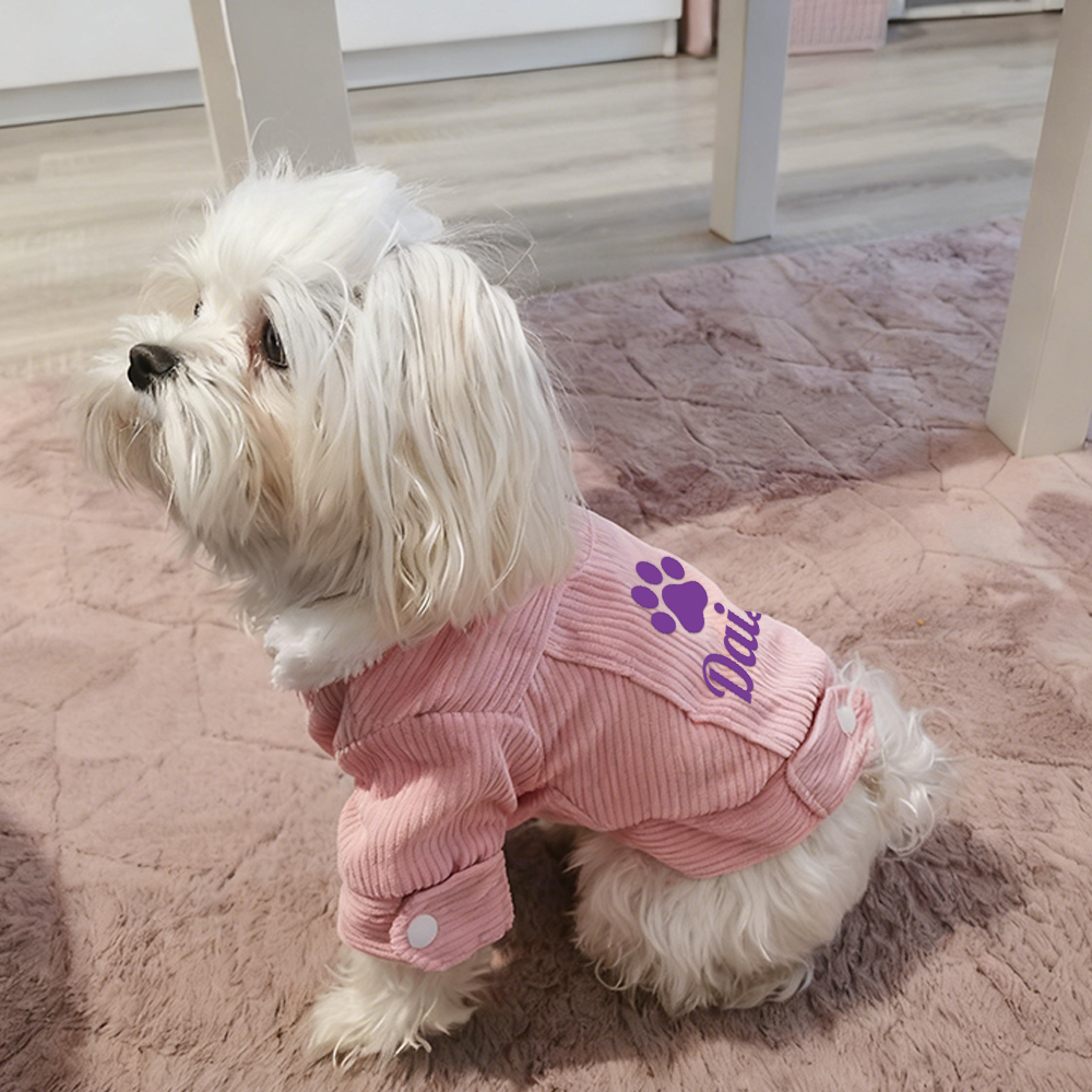Personalized Pet Winter Warm Corduroy Sherpa Jacket | BKPet290