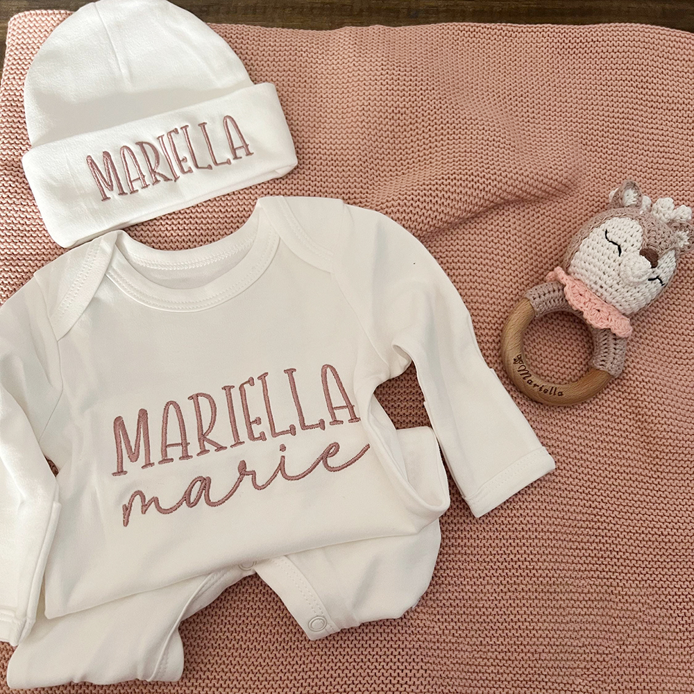 Personalized Embroidery Baby Coming Home Romper and Hat Set | CWBaby379