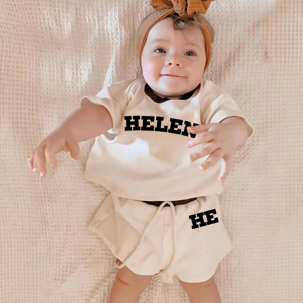 Personalized Embroidery Baby Cotton Cozy Soft Colourful Outfit Set | CWBaby380