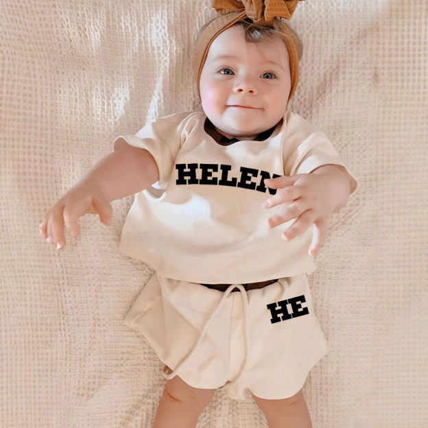 Personalized Embroidery Baby Cotton Cozy Soft Colourful Outfit Set | CWBaby380