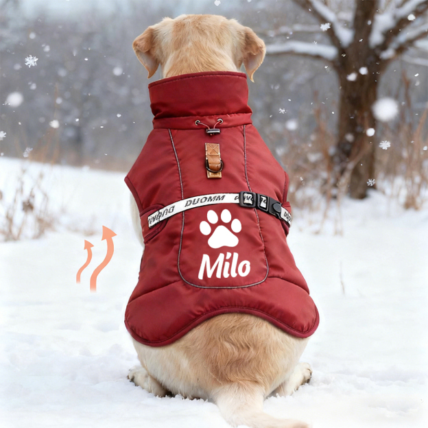 Personalized Pet Winter Warm Reflective Safety Puffer Vest | BKPet302