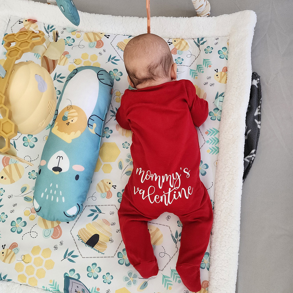 Personalized Baby First Valentine's Cozy Soft Long Sleeve Romper | ValGift03