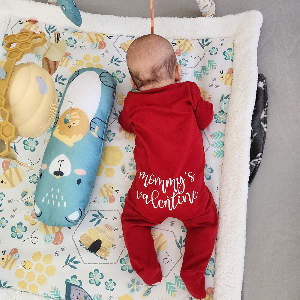 Personalized Baby First Valentine's Cozy Soft Long Sleeve Romper | ValGift03