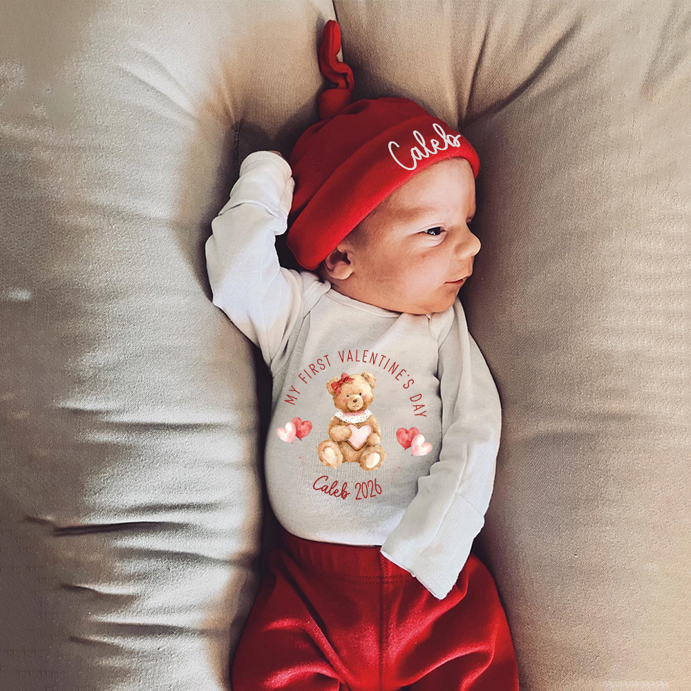 Personalized Baby 1st Valentines Day Outfit Set | ValGift04