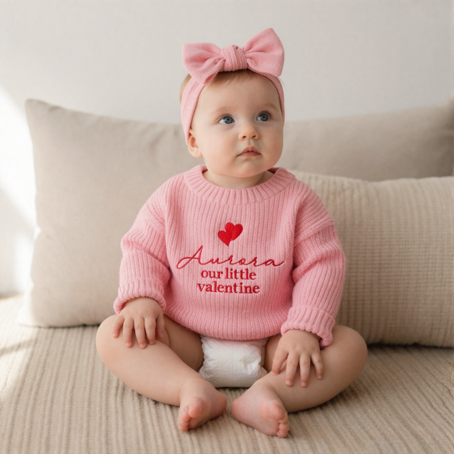 Personalized Embroidered Our Little Valentine Baby Sweater | ValGift07
