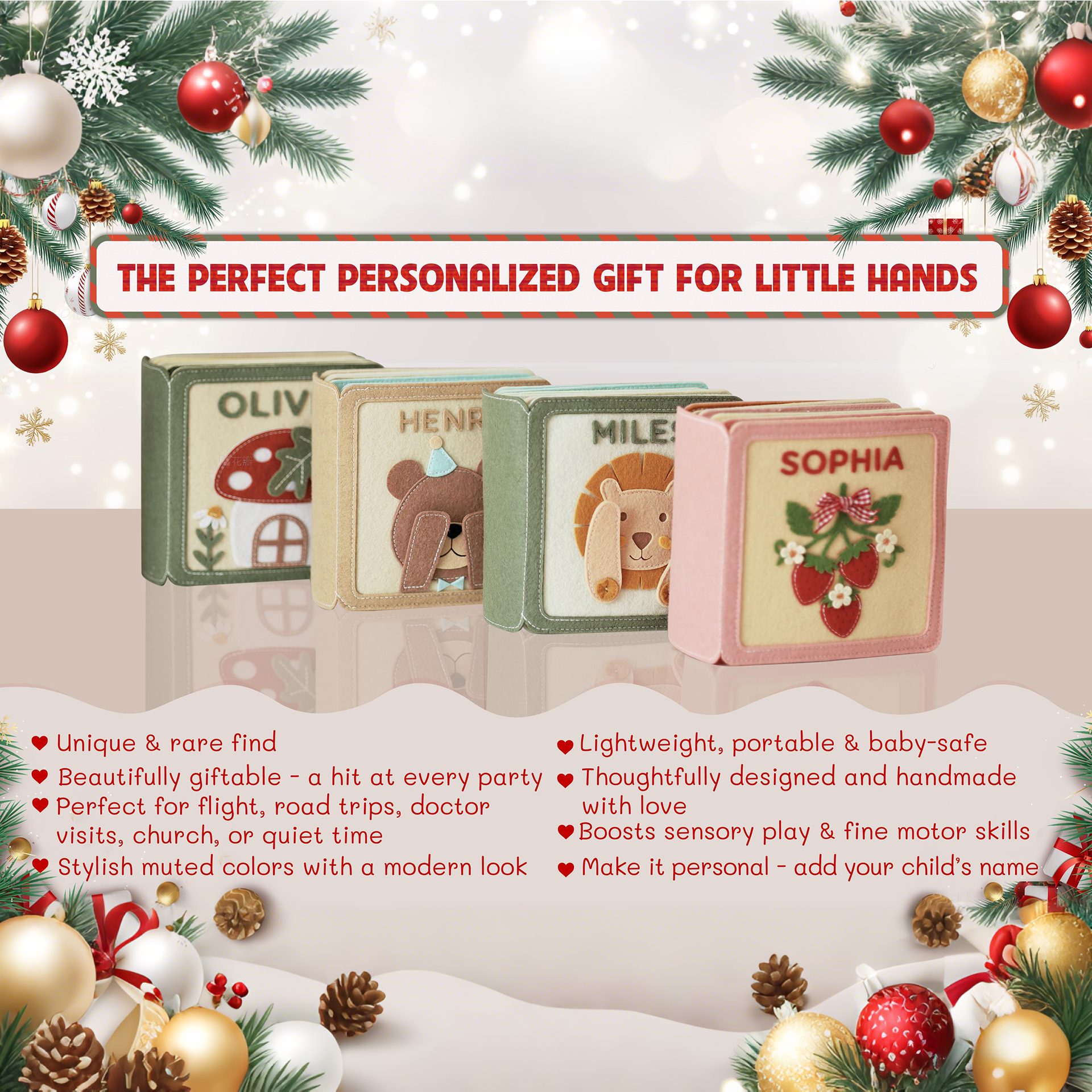 Personalized Baby Handmade Sensory Activities Felt Quiet Book | CWToy168