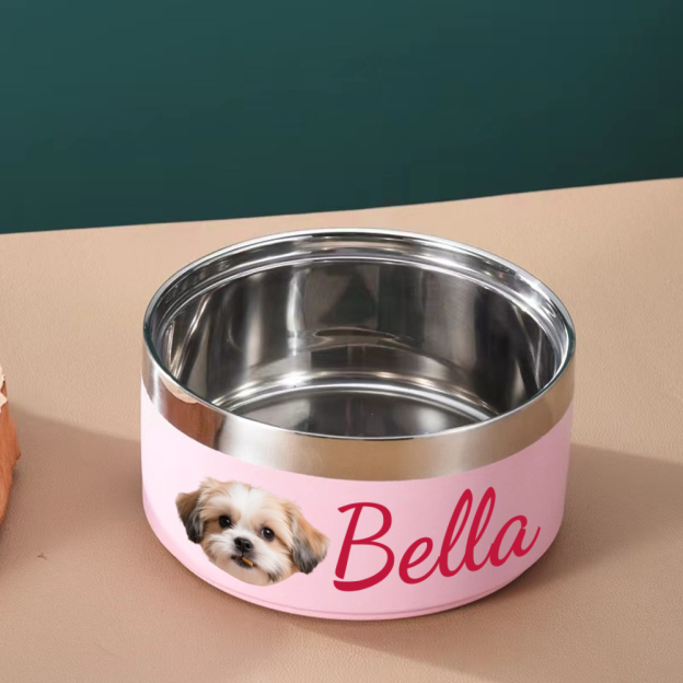 Personalized Stainless Steel Funny Pet Face with Name Food Bowl | BKPet306