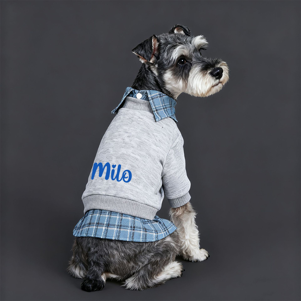 Personalized Pet Grid Collar Fleece Sweatshirt | BKPet244