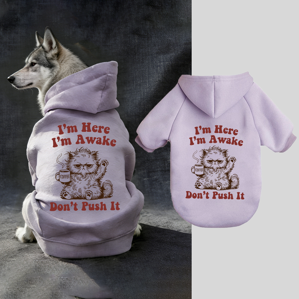 I'M HERE I'M AWAKE DON'T PUSH IT Puppy Hoodie | BKPet328