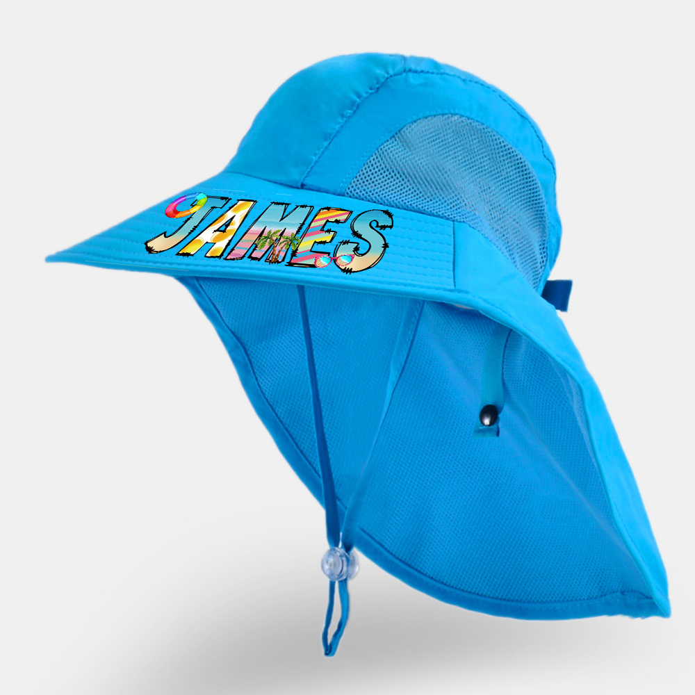 Personalized Kid 2-in-1 Neck Shield Summer Beach Bucket Hat | CWBeach212