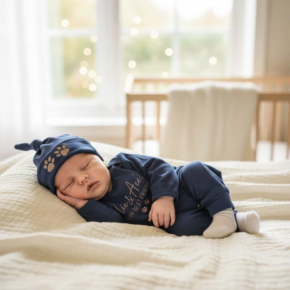 Personalized Embroidery Baby Coming Home Romper and Hat Set | CWBaby389