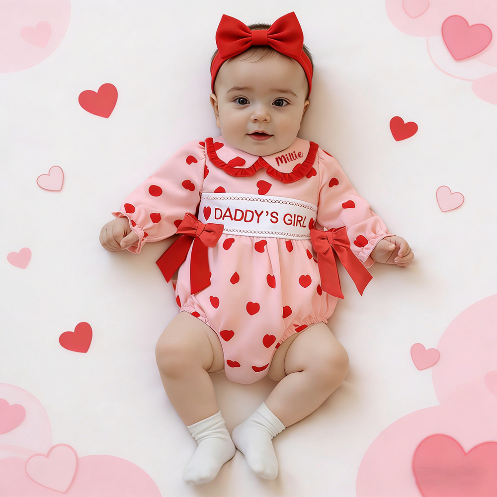 Personalized Baby Girl Valentine's Day Lovely Outfit | ValGift13