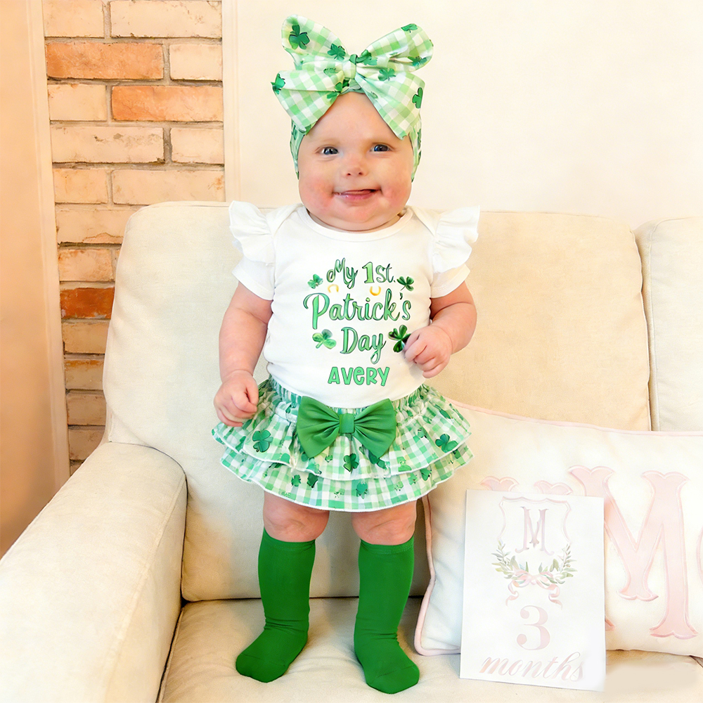 Personalized Baby Girl First St. Patrick's Day Outfit Set | CWBaby394