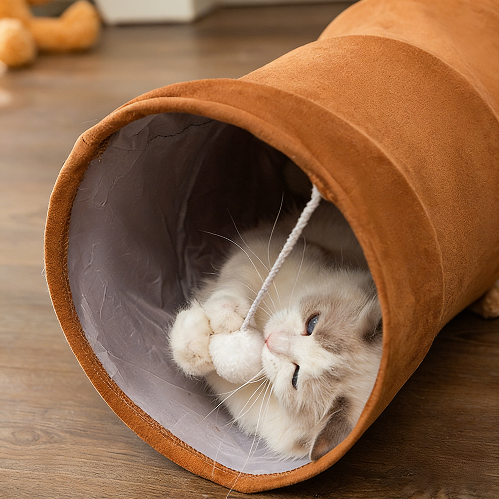 Collapsible Cat Tunnel Interactive Foldable with Peek Holes & Hanging Balls | BKPet385