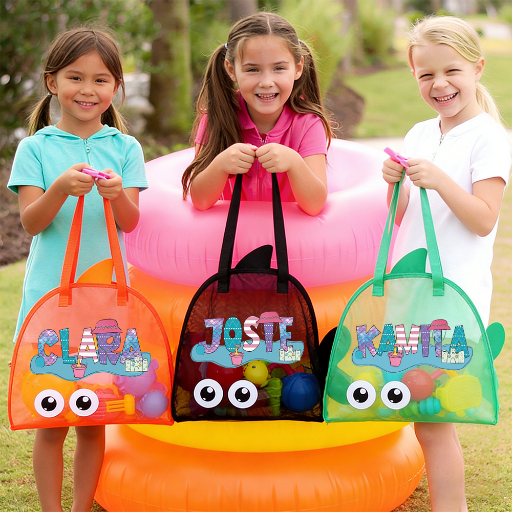 Personalized Adorable Fish Mesh Summer Beach Bag | CWBeach214