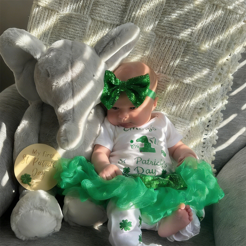 Personalized Baby Girl First St. Patrick's Day Outfit Set | CWBaby402