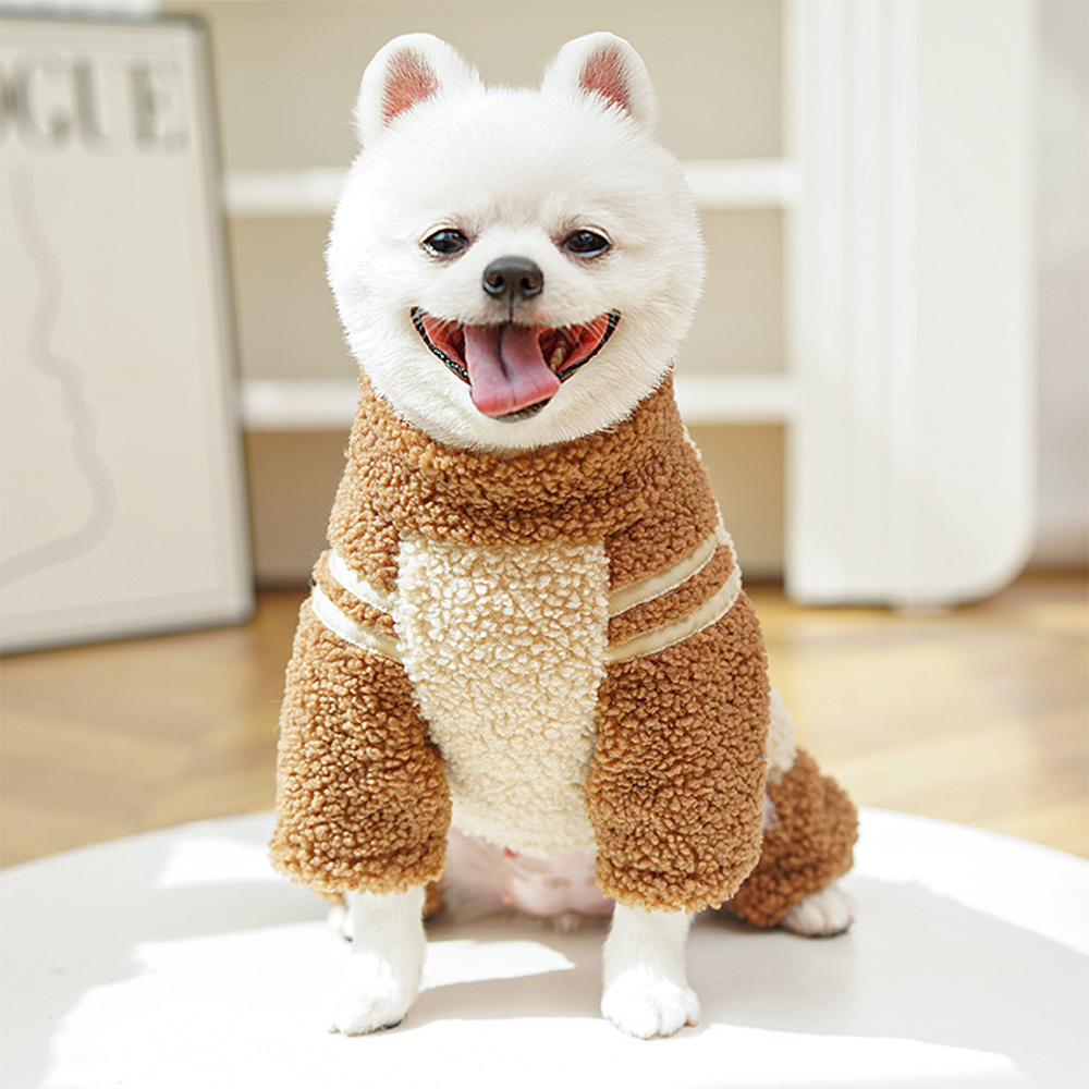 Personalized Leather Patch Pets Sherpa Warm Coat | BKPet389