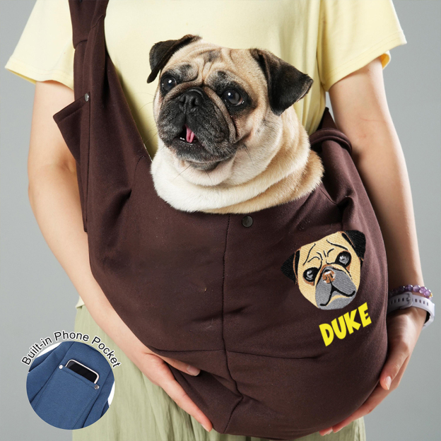 Personalized Pet Portraits Photo Hands Free Sling Carrier | BKPet390