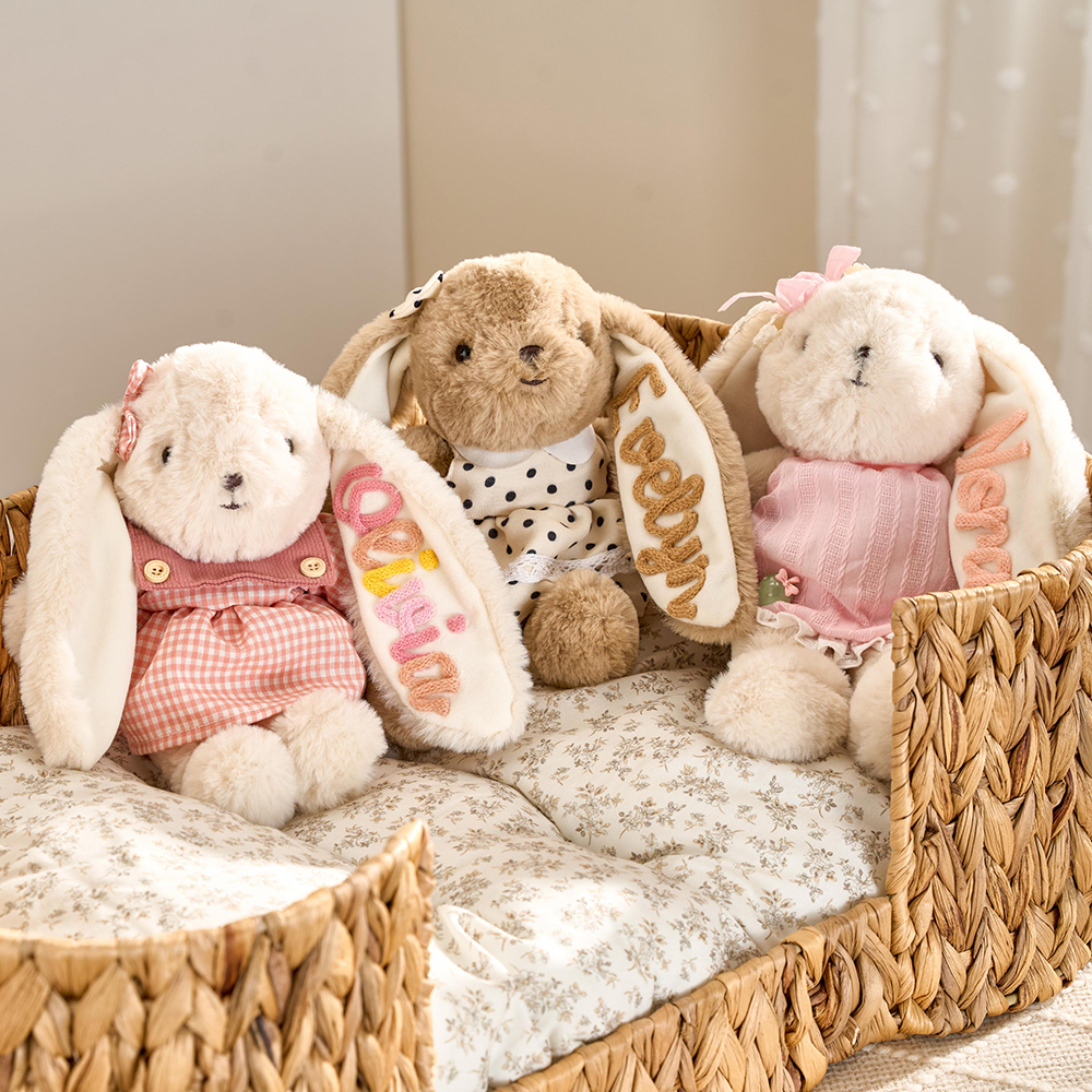 Personalized Baby Hand Embroidery Adorable Bunny Rabbit | CWToy176